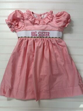 Pink 'Big Sister' Smocked Ruffle Dress for Kids
